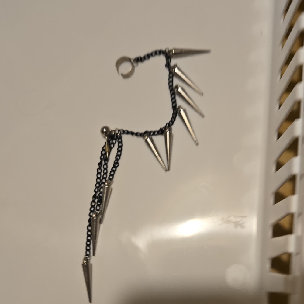 Silver Spike Chain Earrings